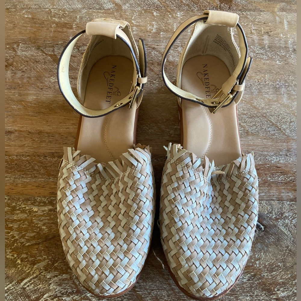 Naked Feet Women's Cream Woven Sandals